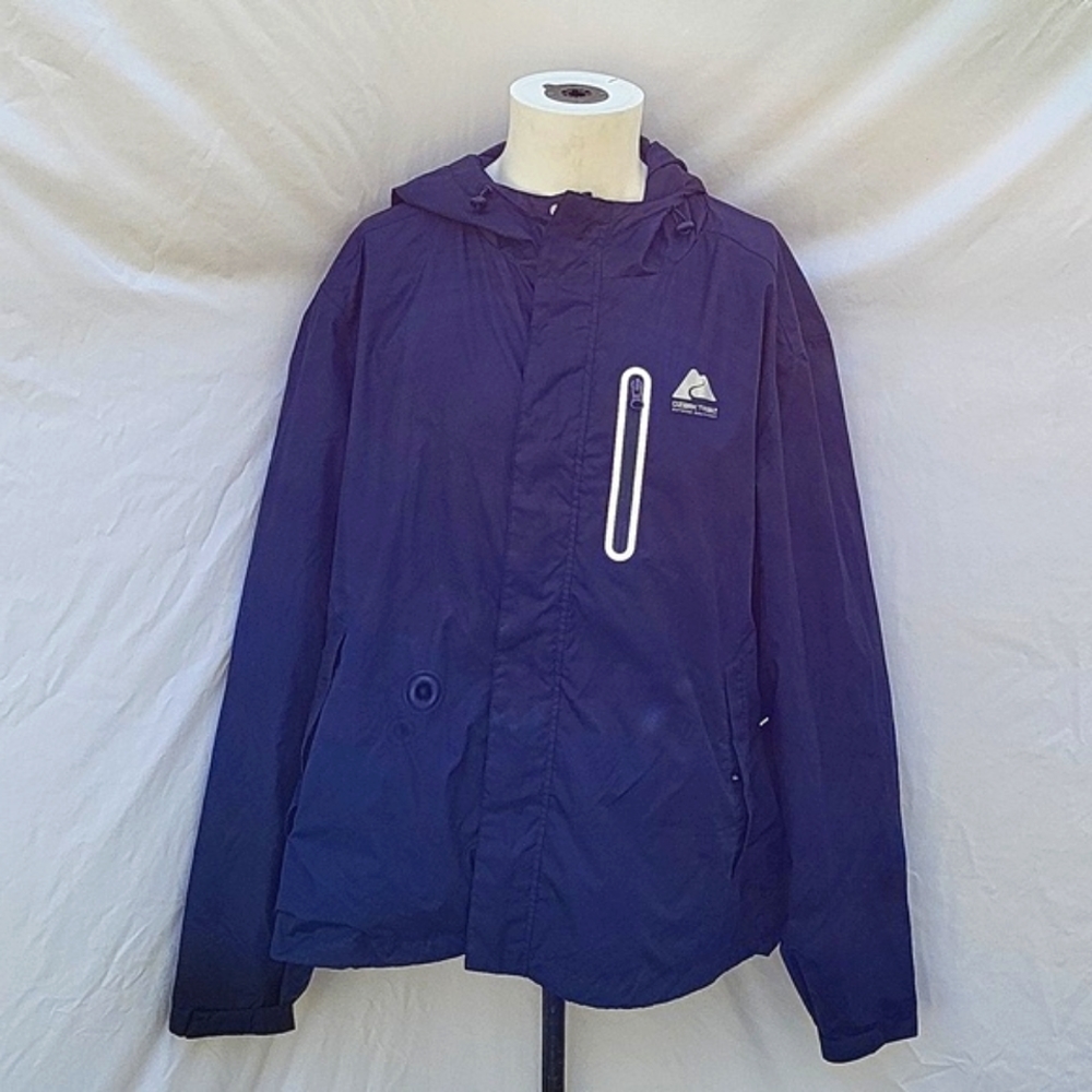 Men's Ozark Trail windbreaker, navy, reflective strips, hood, XL/XXL, 48-50